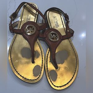 Micheal Kors Leather and Gold Sandals